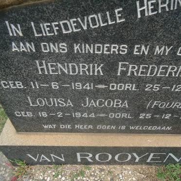 ROOYEN Hendrik Frederik, van 1941-1965 &amp; Louisa Jacoba FOURIE 1944-1965