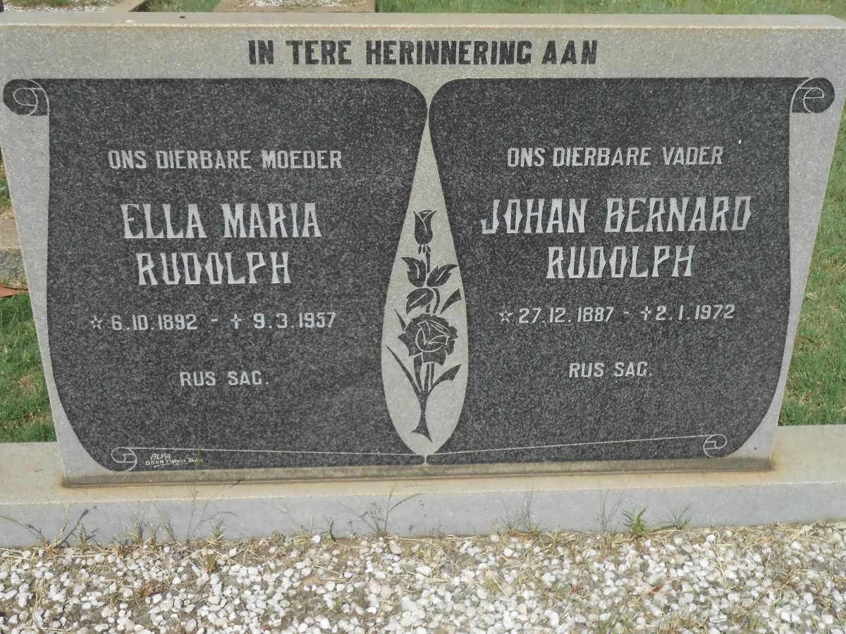 RUDOLPH Johan Bernard 1887-1972 &amp; Ella Maria 1892-1957