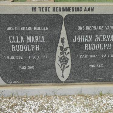 RUDOLPH Johan Bernard 1887-1972 &amp; Ella Maria 1892-1957
