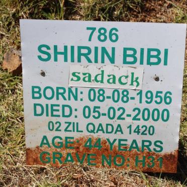 SADACK Shirin Bibi 1956-2000