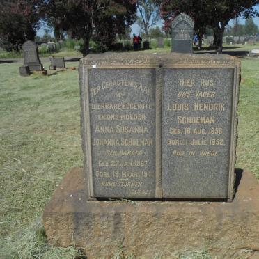 SCHOEMAN Louis Hendrik 1856-1952 &amp; Anna Susanna Johanna MARAIS 1867-1941