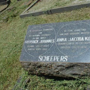 SCHEEPERS Frederick Johannes 1864-1945 &amp; Anna Jacoba Kok CORY 1879-1972