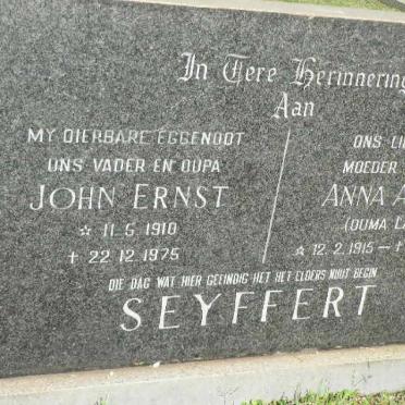 SEYFFERT John Ernst 1910-1975 &amp; Anna Aletta 1915-1992