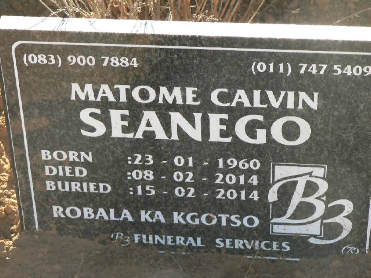SEANEGO Matome Calvin 1960-2014