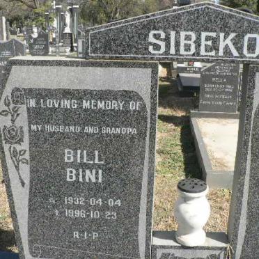 SIBEKO Bill Bini 1932-1996