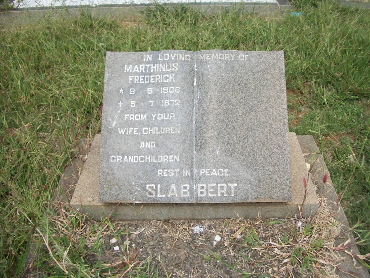 SLABBERT Marthinus Frederick 1908-1972