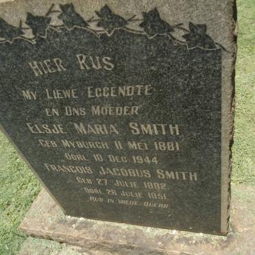 SMITH Francois Jacobus 1882-1957 &amp; Elsje Maria 1881-1944