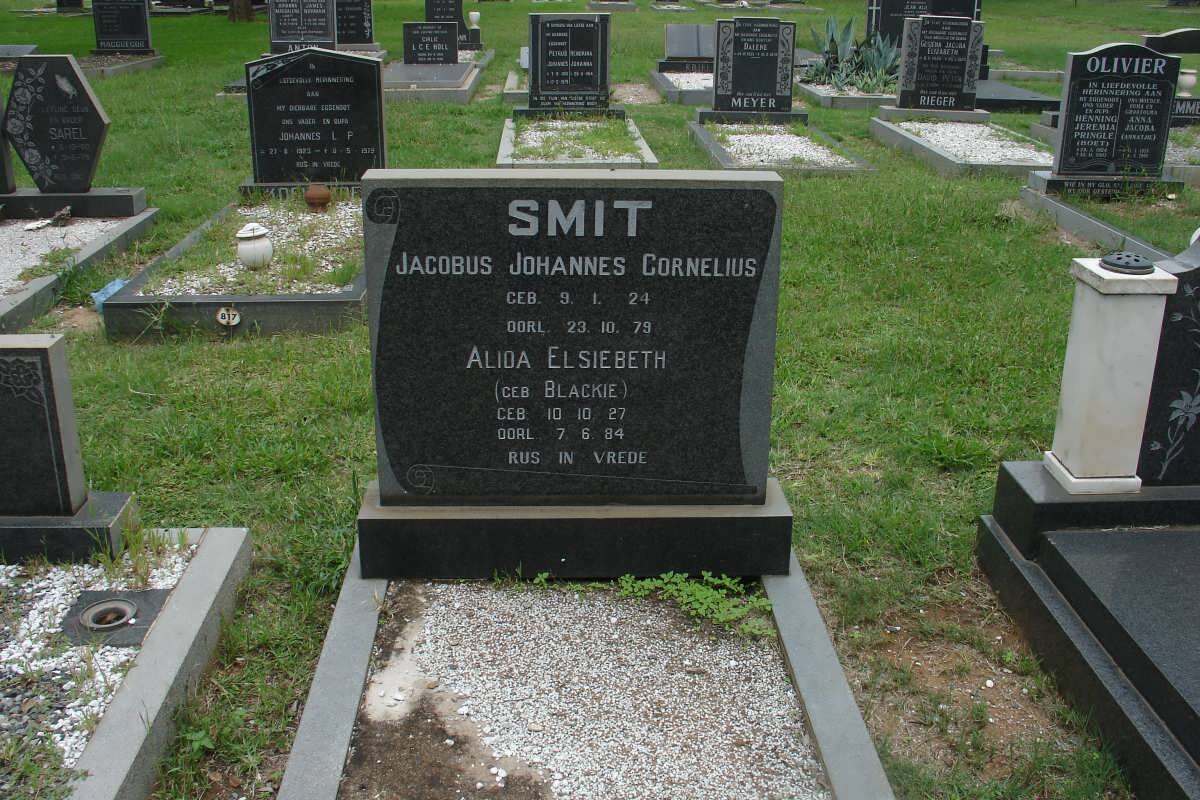 SMIT Jacobus Johannes Cornelius 1924-1979 &amp; Alida Elsiebeth BLACKIE 1927-1984