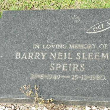 SPEIRS Barry Neil Sleeman 1949-1980