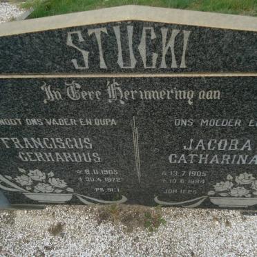 STUCKI Franciscus Gerhardus 1905-1972 &amp; Jacoba Catharina 1905-1984
