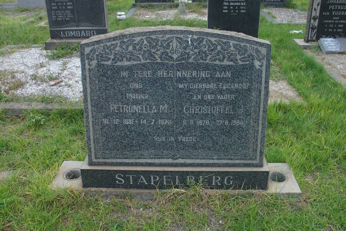 STAPELBERG Christoffel J. 1878-1964 &amp; Petronella M. 1881-1972