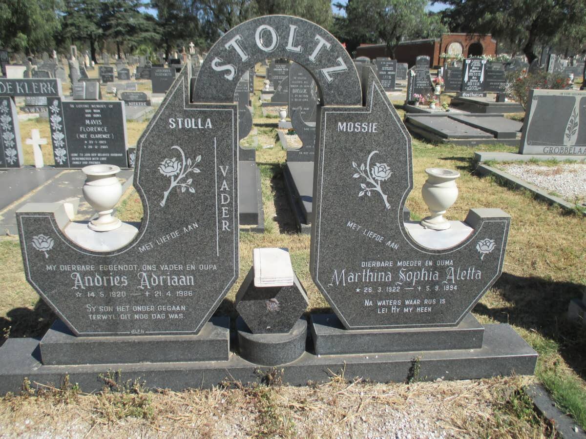 STOLTZ Andries Adriaan 1920-1986 &amp; Marthina Sophia Aletta 1922-1994