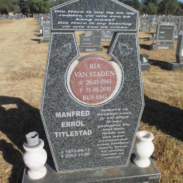 STADEN Ria, van 1945-2010 :: TITLESTAD Manfred Errol 1972-2003