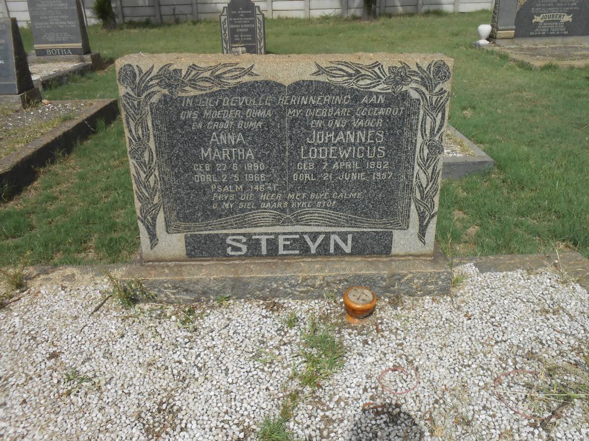 STEYN Johannes Lodewicus 1882-1957 &amp; Anna Martha 1890-1965