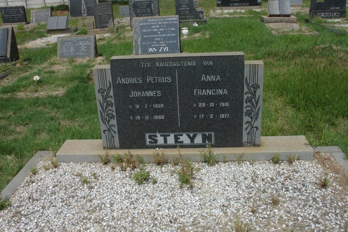 STEYN Andries Petrus Johannes 1909-1966 &amp; Anna Francina 1916-1977