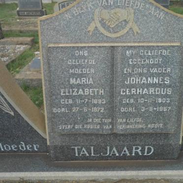 TALJAARD Johannes Gerhardus 1903-1957 &amp; Maria Elizabeth 1893-1972