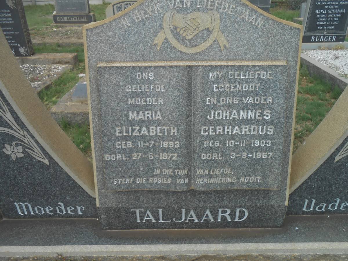 TALJAARD Johannes Gerhardus 1903-1957 &amp; Maria Elizabeth 1893-1972
