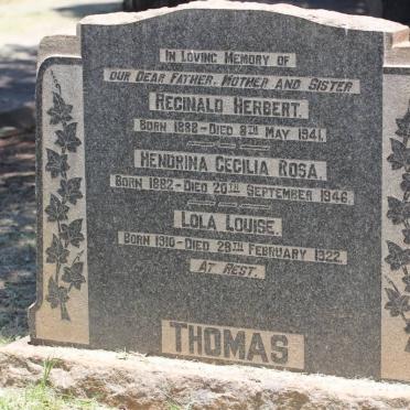 THOMAS Reginald Herbert 1888-1941 &amp; Hendrina Cecilia Rosa 1882-1946 :: THOMAS Lola Louise 1910-1922