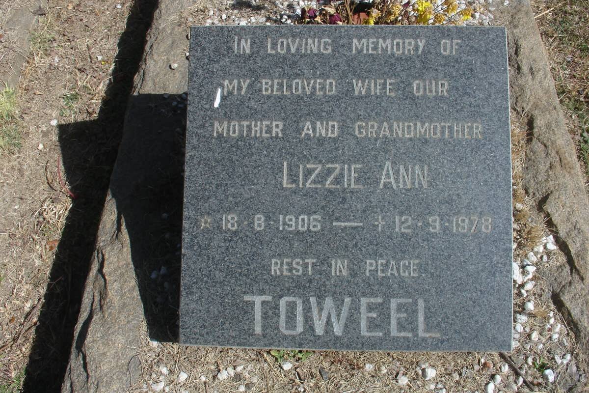 TOWEEL Lizzie Ann 1906-1978 :: TOWEEL Alec George 1934-1941
