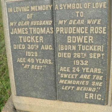TUCKER James Thomas -1929 :: BOWER Prudence Rose nee TUCKER -1932