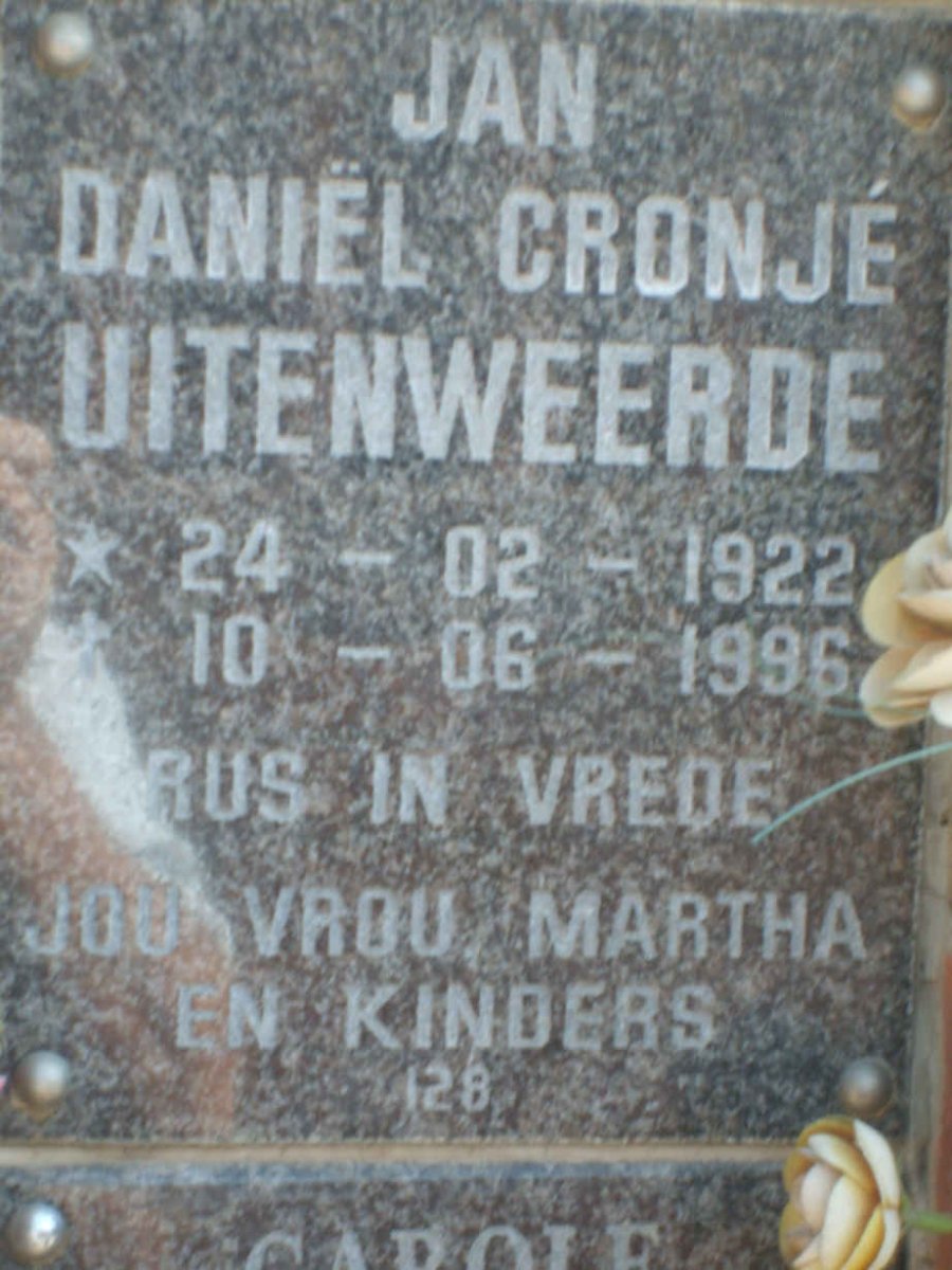 UITENWEERDE Jan Daniël Cronje 1922-1996