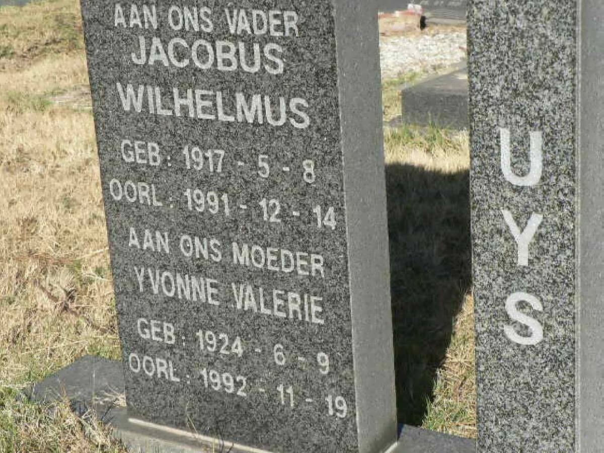 UYS Jacobus Wilhelmus 1917-1991 &amp; Yvonne Valerie 1924-1992