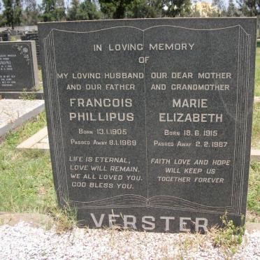 VERSTER Francois Phillipus 1905-1969 &amp; Marie Elizabeth 1915-1987