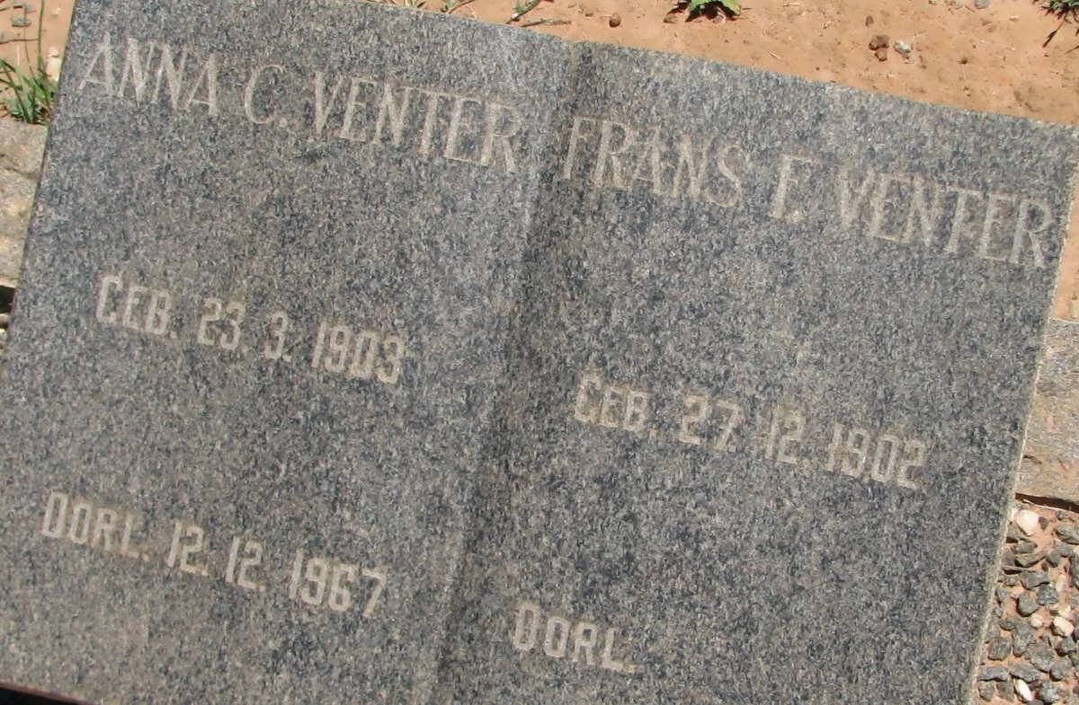 VENTER Frans F. 1902- &amp; Anna C. 1903-1967