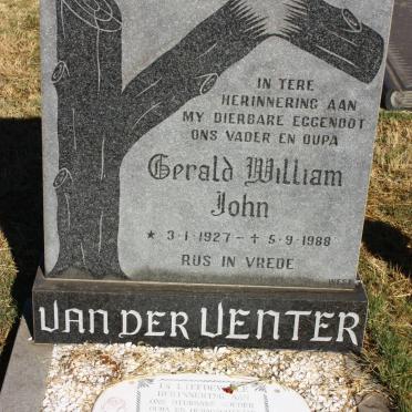 VENTER Gerald William John, van der 1927-1988 &amp; Johanna Charlotta Jacoba 1935-2013