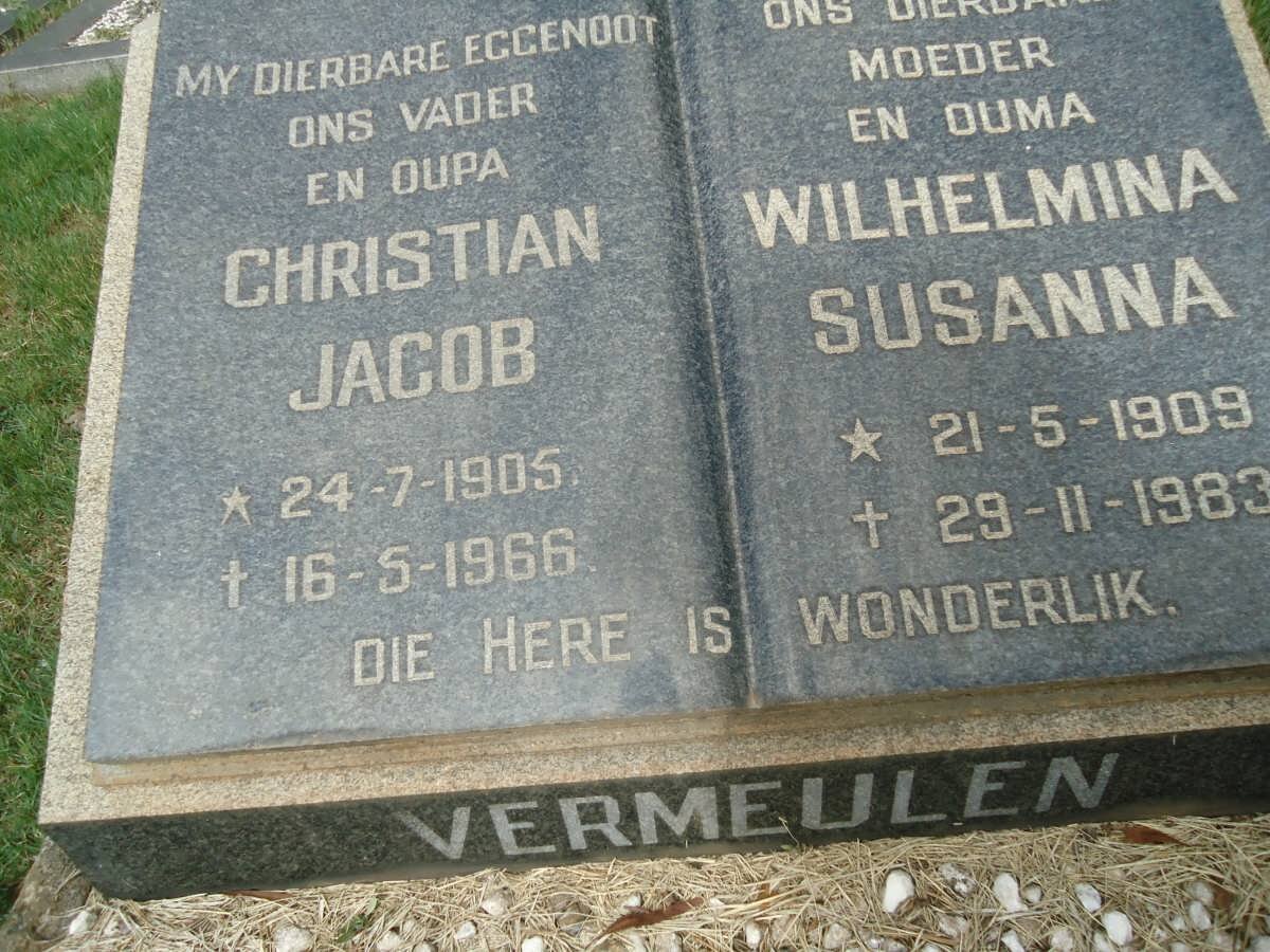 VERMEULEN Christiaan Jacob 1905-1966 &amp; Wilhelmina Susanna 1909-1983