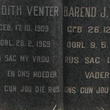 VENTER Barend J. 1898-1972 &amp; Judith 1890-1969