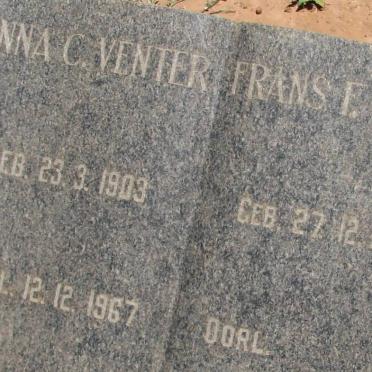 VENTER Frans F. 1902- &amp; Anna C. 1903-1967