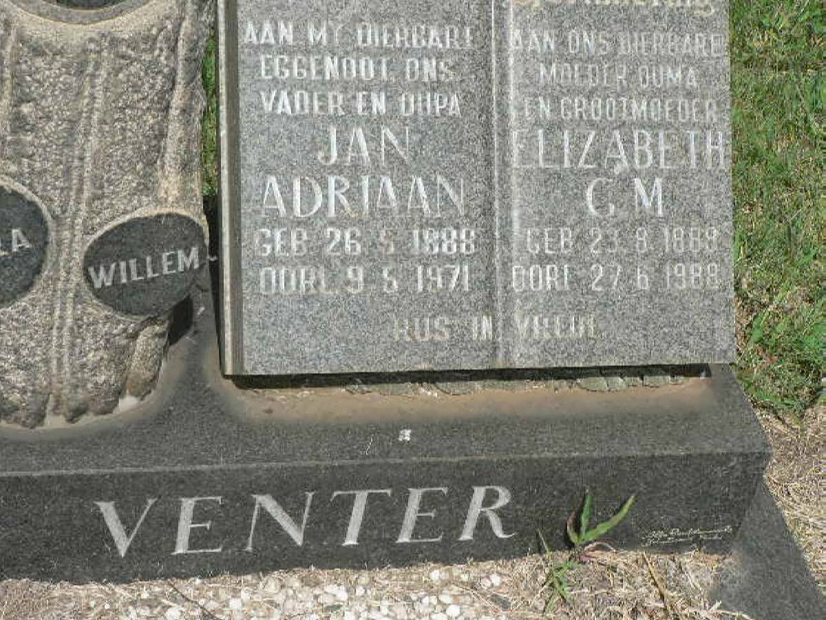 VENTER Jan Adriaan 1888-1971 &amp; Elizabeth C.M. 1889-1988
