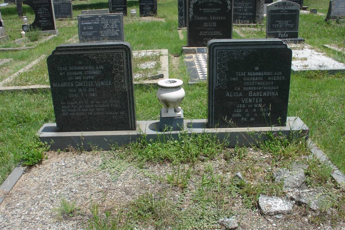 VENTER Maarten Coetzee 1897-1982 &amp; Alida Barendina V.D.WALT 1897-1979