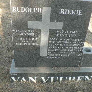 VUUREN Rudolph, van 1933-2008 &amp; Riekie 1947-1997
