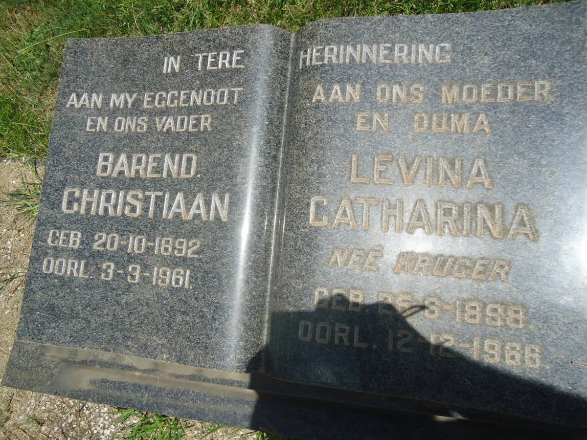 WALT Barend Christiaan, van der 1892-1961 &amp; Levina Catharina KRUGER 1898-1966