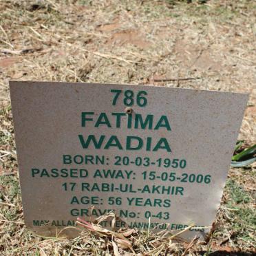 WADIA Fatima 1950-2006