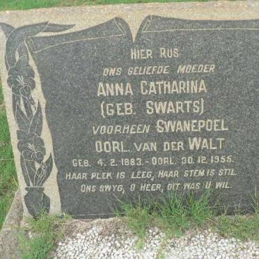 WALT Anna Catharina, van der voorheen SWANEPOEL nee SWARTS 1883-1955