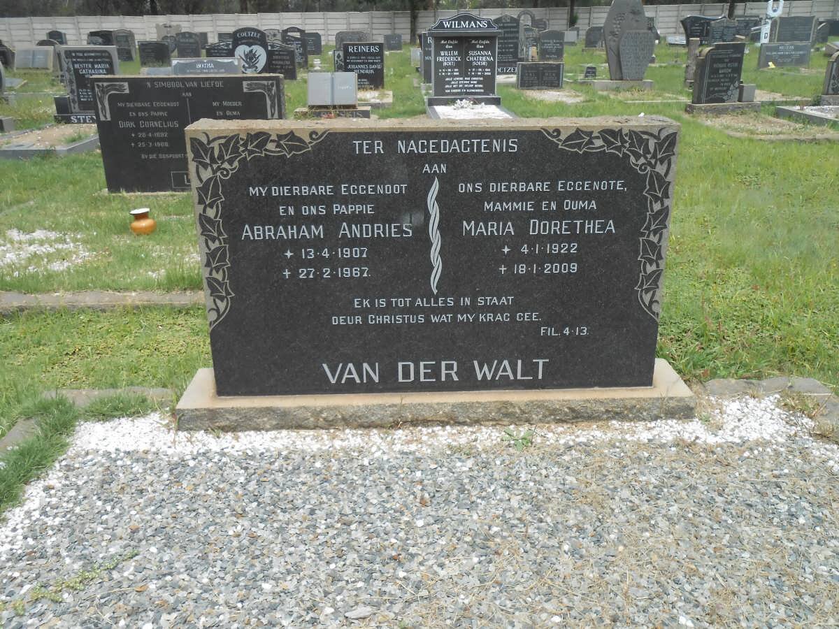 WALT Abraham Andries, van der 1907-1967 &amp; Maria Dorethea 1922-2009