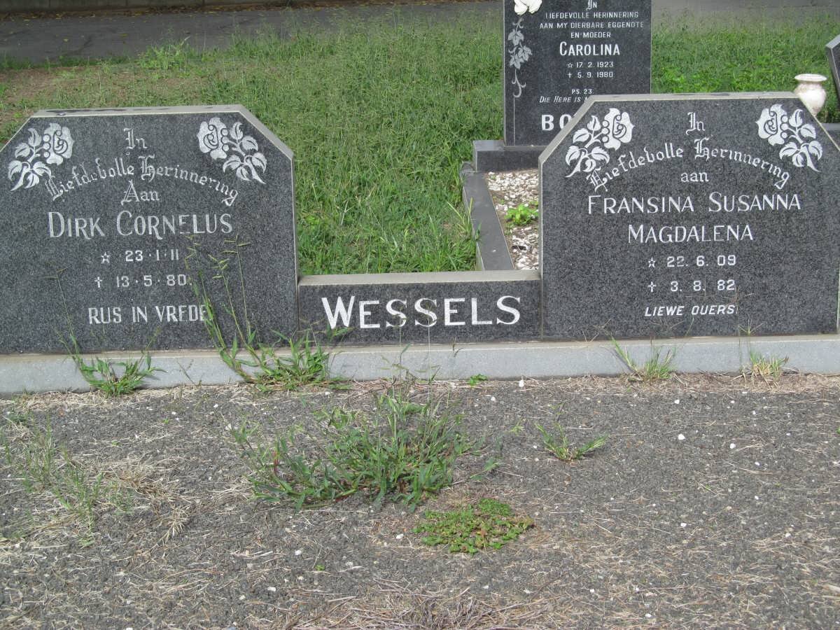 WESSELS Dirk Cornelus 1911-1980 &amp; Fransina Susanna Magdalena 1909-1982
