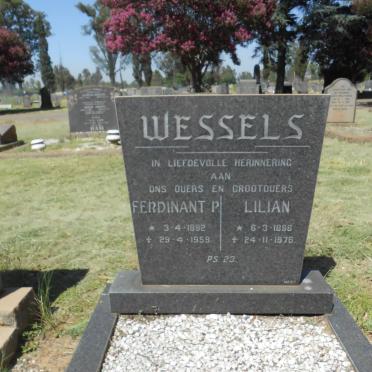 WESSELS Ferdinant  P. 1892-1959 &amp; Lilian 1896-1976