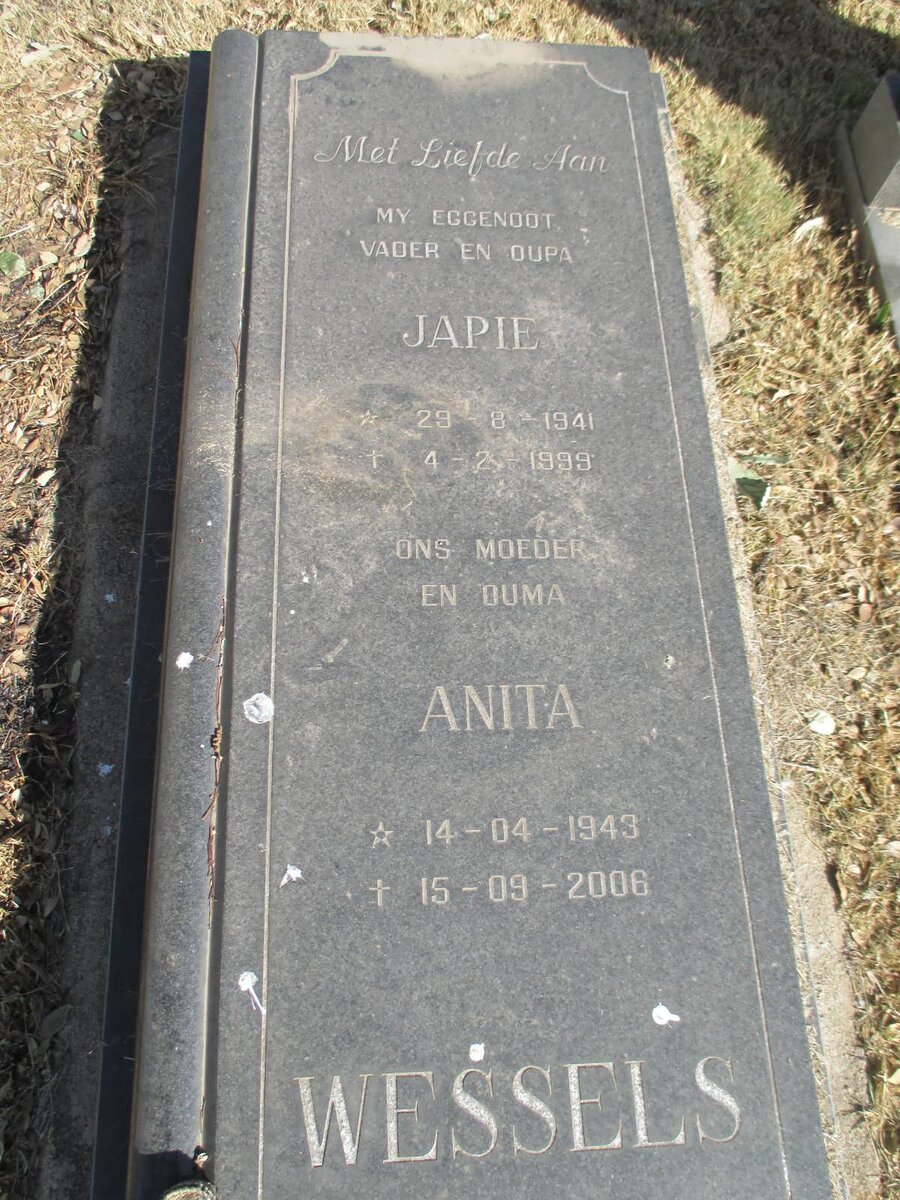 WESSELS Japie 1941-1999 &amp; Anita 1943-2006