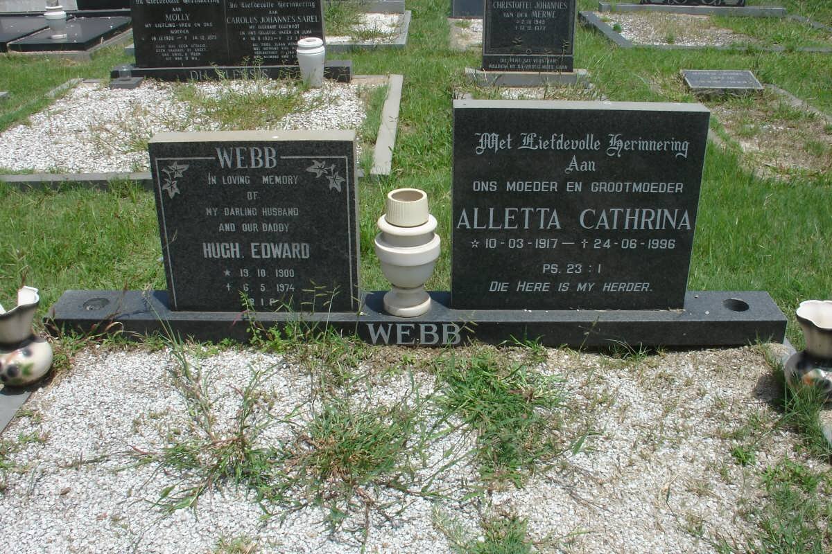 WEBB Hugh Edward 1900-1974 &amp; Alletta Cathrina 1917-1996