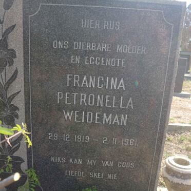 WEIDEMAN Francina Petronella 1919-1961