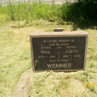 WEMMER Paul 1878-1919 &amp; Edith 1881-1963