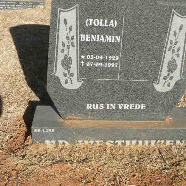 WESTHUIZEN Benjamin, v.d. 1929-1997
