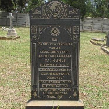 WILLIAMSON Andrew -1920 &amp; Harriett Rachel -1932
