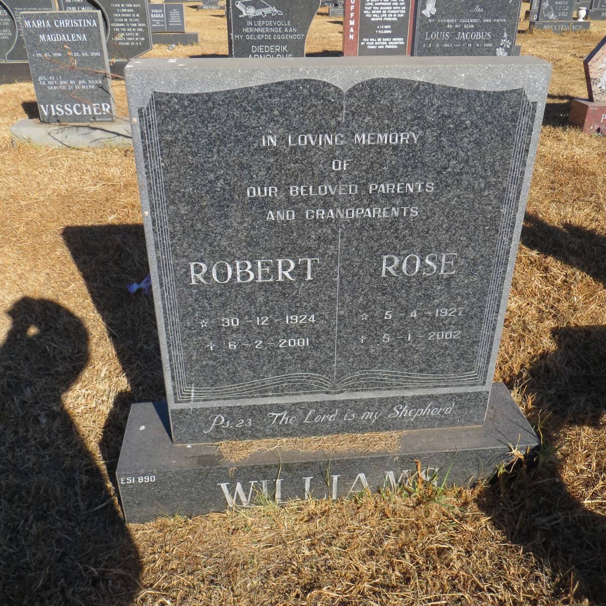 WILLIAMS Robert 1924-2001 &amp; Rose 1927-2002