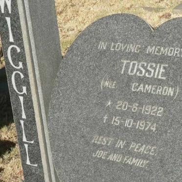WIGGILL Tossie nee CAMERON 1922-1974