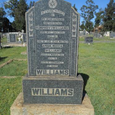 WILLIAMS Humphry -1934 &amp; Annie Maria -1951